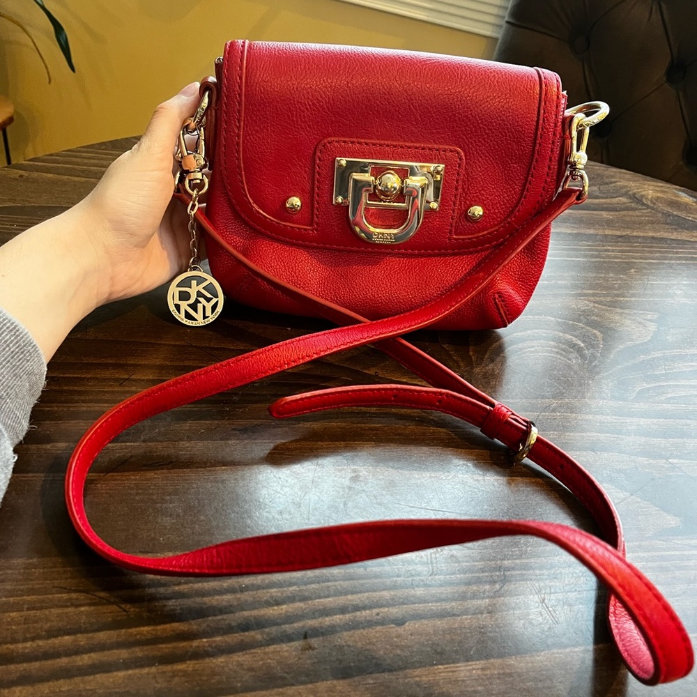 NWOT DKNY Hot Pink and Silver Hardware Crossbody Purse